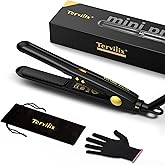 Terviiix Mini Hair Straightener for Short Hair, Tourmaline Ceramic Compact Small Straighteners, Travel Mini Straighteners wit