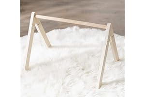 MiniDream Wooden Baby Gym, Mobile Infant Exercise Activity Gym with Secure Stand Frame and Hanging Bar, Mobile Baby Exercise Activity Set for Newborn (Without Sensory Toys)