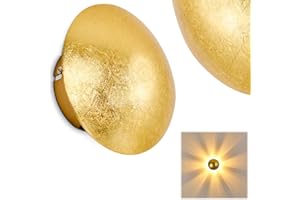 Hofstein Applique Mezia, applique ronde en métal doré avec jeu de lumière sur le mur, 1 x G9, applique d'intérieur avec effet de rayonnement en optique structure-or, ampoule(s) non incluse(s)