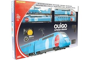 Mehano - Coffret de Train TGV Ouigo avec Transformateur et Régulateur de Vitesse - Echelle Ho, Bleu