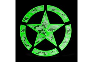 Erreinge Sticker Star Military Green Fluorescent Schriftzug Printed on PVC for Decal Wall Mural Auto Moto Helmet Camper Laptop - 12 Cm