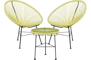 SKLUM Set di 2 Sedie e 1 Tavolo in Polietilene e Acciaio New Acapulco Verde Lime