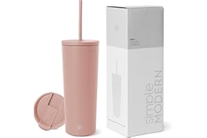 Simple Modern Izolowany kubek ze słomką i pokrywką, kubek do kawy mrożonej wielokrotnego użytku, ze stali nierdzewnej, kubek podróżny, prezenty dla kobiet i mężczyzn, kolekcja klasyczna, 710 ml, kolor