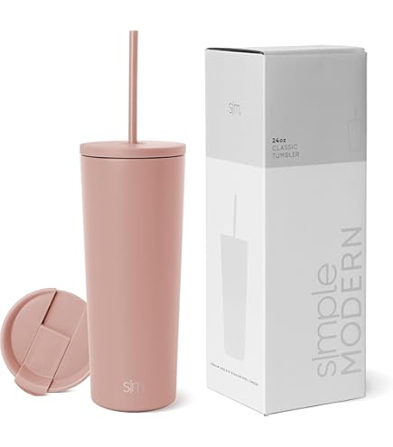 Simple Modern Geïsoleerde tuimelaar met deksel en rietje, Iced Coffee Cup herbruikbare roestvrijstalen waterfles reismok | Valentijnsgeschenken voor hem en haar | Classic Collection | 28oz | Black Leopard