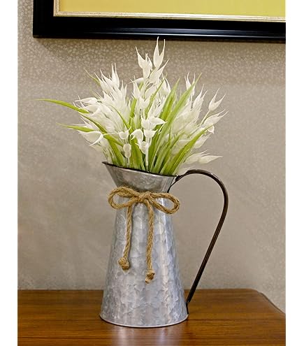 Brocca In Metallo Vintage Francese BESTonZON – Vaso Decorativo In Stile Country, Innaffiatoio Rustico Per Fiori Secchi E Arredamento - 3