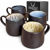 Coffee Tea Cups Original Ceramic Breakfast Cups Quality &ndash; Set of 4 400 ml &ndash; Hand Made &ndash; Very Resistant Dishwasher and Microwa