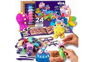 Okto Air Dry Clay Craft Set for Kids | 24 Pack Colourful Air Clay Modelling Kit with Tools, Glasses, Storage Bags & Guide | Non-Sticky Children's Sensory Art Clay for Ages 5+ | Fun Creative DIY Crafts