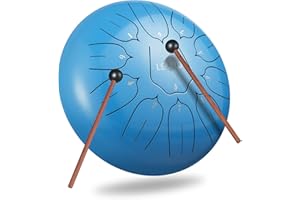 LEKATO Steel Tongue Drum à 10 Pouces, Tambour Handpan avec 11 Notes en D, Tambour à Langue avec Sac pour Méditation, Yoga, Education Musicale, Bleu Ciel
