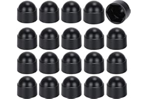 Noosverl M18 (27mm) Black Plastic Hex Nut Bolt Dome Cap Cover, Nut and Bolt Protective Caps, 20PCS