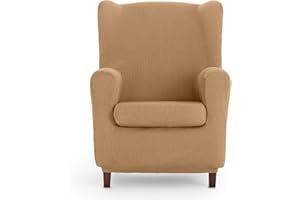 Eysa - Funda de sillón orejero elástica Ulises - Color Tostado