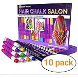 Desire Deluxe Hair Chalk Gift for Girls - 10 Temporary Non-Toxic Easy Washable Hair Dye Colourful, Metallic, Glitter Pens - G