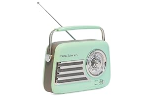 Madison - FREESOUND-VR40GR - Radio Vintage 30W sur Batterie Longue autonomie - Bluetooth, USB & FM - Vert pâle - Vintage, Nostalgie, rétro