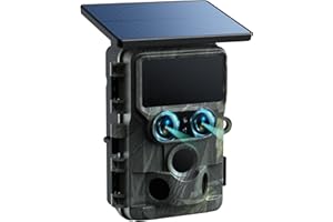 ‎VOOPEAK VOOPEAK Duales Objektiv Solar Wildkamera WLAN 4K 30FPS 60MP, Sternenlicht Nachtsicht Wildtierkamera mit Handyübertragung 0,1S Auslösezeit IMX458-Sensoren IP66 Wasserdicht für die Wildtierüberwachung