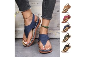 RZYW Sandali Donna, Donna Ortopediche Aperte Mare Ciabatte Tacco Basse Sandali Slip-On con Tacco Sandali Bohemia, Sandali Donna Estive Eleganti Sandali Infradito,Dark Blue,38