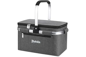 ‎PYNHOKLM Pynhoklm® Kühltasche Faltbar Kühlkorb Einkaufskorb mit Kühlfunktion Kühlbox Picknickkorb Thermokorb Kühltaschen Einkaufskorb Faltbar Isoliert Klassisch Carrybag-für Reisen/Picknick/Einkaufen