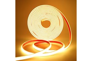 Wisada AC220-240V Neon LED Streifen Selbstklebend, 2M 288LEDs/m Superhell Flexible FCOB LED Leuchtband (Schnitt alle 50cm), IP65 Warmweiß COB LED Band mit Stromkabel für Weihnachten, Party-Deko