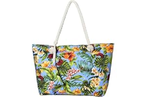 DonDon Grande borsa da spiaggia idrorepellente con cerniera Borsa a tracolla Shopper Fiori del Sud Pacifico