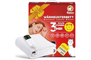 ‎MIA&COCO Mia&Coco Heizdecke mit Abschaltautomatik, Wärmeunterbett mit 12-Stunden-Timer und 3 Wärmestufen, LED-Anzeige, Überhitzungsschutz, Wärmedecke für Gängigen Matratzen,Maschinenwaschbar (150 x 80cm)