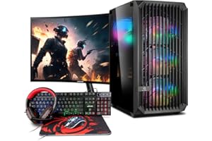 ‎MEMORY PC Memory PC Gamer-PC, AMD Ryzen 5 5500 6X 3.60GHz, 16 GB DDR4, 1000 GB SSD M.2, NVIDIA RTX 3060 12GB, Windows 11 Pro 64bit + 24 Zoll + Ultron Hawk Gaming Kit 4in1 Set