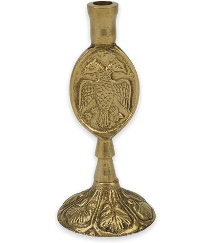 Christlich-orthodoxer Kerzenständer Aus Bronze/Messing – Handgefertigt, 14 Cm Hoch
