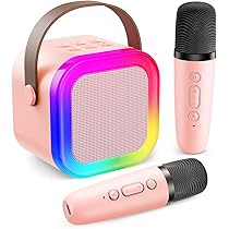 Mini Macchina Karaoke Portatile Con 2 Microfoni Wireless - Batteria 1800mAh, Bluetooth, Per Bambini E Adulti - 2