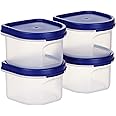 Amazon Brand - Solimo Modular Plastic Storage Containers with Lid, Set of 4 (250ml each), Blue