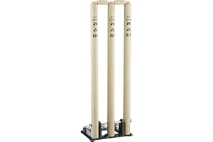 Ram Cricket Spring Back Stumps with Heavy Metal Base, Durable Mango Wood Construction & Resilient Springs, includes 2 Bails, Ideal for Club & School Use – Available in Senior (28") & Junior (27")