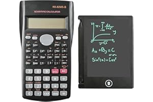PEIXIONG KK-82MS-B/KK-82MS-D Calculadora científica portátil de ingeniería con Bloc de Notas,con Tableta de Escritura borrable LCD de 4,4 Pulgadas,calculadora portátil Profesional para Oficina,Escuela (Negro)