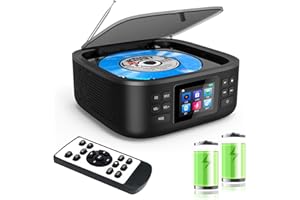 CCHKFEI Reproductor de CD Portátil, Reproductor de CD Boombox con Bluetooth, Mando a Distancia, Radio FM, Altavoz Estéreo Dual Integrado, Soporte USB/Entrada de Auriculares AUX para Coche/Hogar