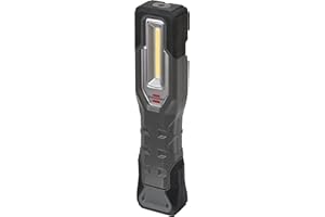 Brennenstuhl linterna de trabajo LED a pilas HL 1000 A IP54 / lámpara para exteriores con LED COB (1000+200lm, hasta 24h de duración de la luz, con imanes y gancho, interfaz de carga USB C)