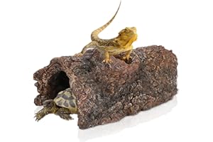AGATIGE Cueva De Corteza De Árbol De Simulación De Reptiles, Hábitat Reptil Resina Oculta Corteza Decorada Corteza De Árbol De Anfibios De Simulación De Resina para Lagarto, Serpiente Y Reptil Oculta