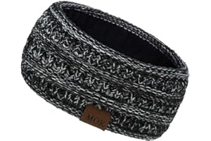 LUCKME Knitted Headbands for Women UK, Ladies Winter Headbands Thick Cable Knitting Elastic Head Wrap with Fleece Lined Thermal Winter Ear Warmer Fitness Turban Headband (B-Gray)