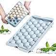 Silicone Ice Cube Tray 1Pcs 33-Cell Large Ice Cube Moulds, Ice Cube Tray with Lid for Freezer Easy Release, Ice Ball Maker for Cocktail, Whiskey, Coffee(Blue)