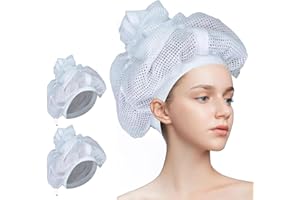fengleas Net Plopping Cap for Drying Curly Hair, Netz-Ploppmütze Zum Trocknen von lockigem Haar, Verstellbare Netzploppmütze Mit Kordelzug, Netzploppmütze, Netzplopphaube (2 PCS)