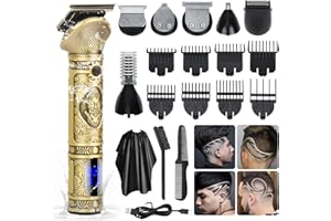 GABRELLA Hair Clippers Beard Trimmer for Men, Professional Cordless Hair Trimmer, 6-in-1 Hair Clipper Trimmer Zero Gapped T-Blade Trimmer Electric Shaver with 1500mAh Battery, Body Trimmer Gift for Men