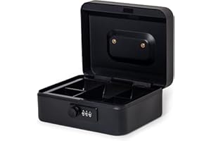 GREELUE Geldkassette (20 * 16 * 8.5 CM) Abschließbar mit Zahlenschloss, Feuerfeste Geldbox, Wasserabweisend Geldkassette Klein mit Münzzählbrett, Cash Box, Spardose