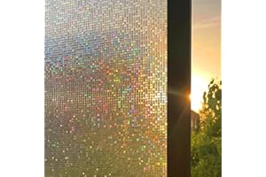 ‎CINBEE Cinbee 3D Fensterfolie Selbsthaftend Blickdicht 60x200 cm, Regenbogen Fensterfolie Mosaik, Selbstklebende Sichtschutzfolie Fenster Bunt, Dekorfolie Fenster Sichtschutz
