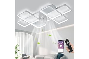‎MIIR Deckenventilator Mit Beleuchtung,LED 85W Deckenventilator Mit Fernbedienung Leise Lampe Mit Ventilator Dimmbar 6 Windgeschwindigkeit Deckenleuchte Für Wohnzimmer Schlafzimmer Küche Licht Weiß 90cm