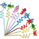 8 Pcs Curly Straws, Reusable Drinking Straws, Kids Novelty Birthday Party Decor Supplies