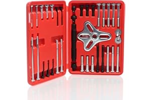 XPOtool Universal Lenkrad Abzieher Satz 46 teilig, Schwingungsdämpfer aus Stahl, Kurbelwellen Abzieher, Riemenscheiben, Schwungräder