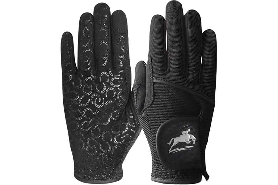 AMRTA Horse Riding Gloves Women Equestrian Horseback Gloves in Pair, Ladies Riding Gloves Comfortable Grip Breathable Lightweight Color Black Purple Pink