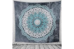 NUNUBEE Lihan Tapicería Diseñador Indian Elefante Hippie Mandala de Pared Tapiz Estampado Floral Decoración de la Naturaleza del Hogar para grande Picnic Mantel, Mandala 4 150 * 200cm/59 * 79inch