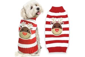 Asmea Maglioncino Cane Maglione Natale Cane Maglioncino Gatto Inverno Caldo Renna Maglione Natalizio Cane Vestito Natale Cane Maglioncino per Cane di Taglia Piccola Media Grande Bianco M