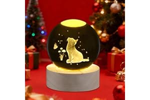 Sahoottie 60mm 3D Cat Gifts for Women Cat Lover Gifts Cats Crystal Ball Glass Cats Paperweight Cute Stuff Ornament Decoration -H