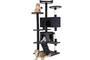 BestPet 139cm Cat Tree Tower for Indoor Cats,Multi-Level Furniture Activity Center with Scratching Posts Stand House Condo Funny Toys Kittens Pet Play House,Dark Gray