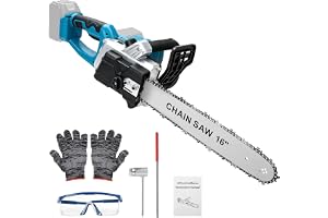 16-tums sladdlös motorsåg kompatibel med Makita 18 V-batteri (utan batteri) | 1 800 W, borstlös Dual-Power elmotorsåg, med automatisk smörjning, handskar och skyddsglasögon, för träskärning