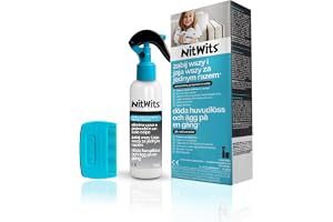 NitWits All-In-One Huvudlöss Behandlingsspray – tar bort löss & ägg på 20 minuter – innehåller 120 ml spray + luskam