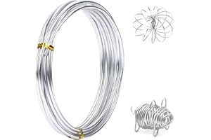 LAEEYIN Aluminium wire 1mm x 20m, Bendy Craft Wire, Silver Plated Jewellery Wire, Flexible Modelling Wire Suitable for DIY Sculptures, Jewelry Making, Wire Weaving and Wrapping