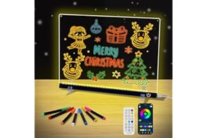 SHURANGAMA Acrylique LED tableau de dessin w/APP & télécommande Touch bouton de contrôle, LED tableau de notes avec couleur, tableau d'effacement sec w/lumière LED, mémo lumineux, idéal pour les cadeaux