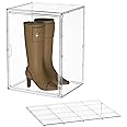 Attelite XX-Large Clear Stackable Plastic Storage Bins, 1 Pack Boot Shoe Box Organizers with an Adjustable Divider, Big Display Storage Box with Lids